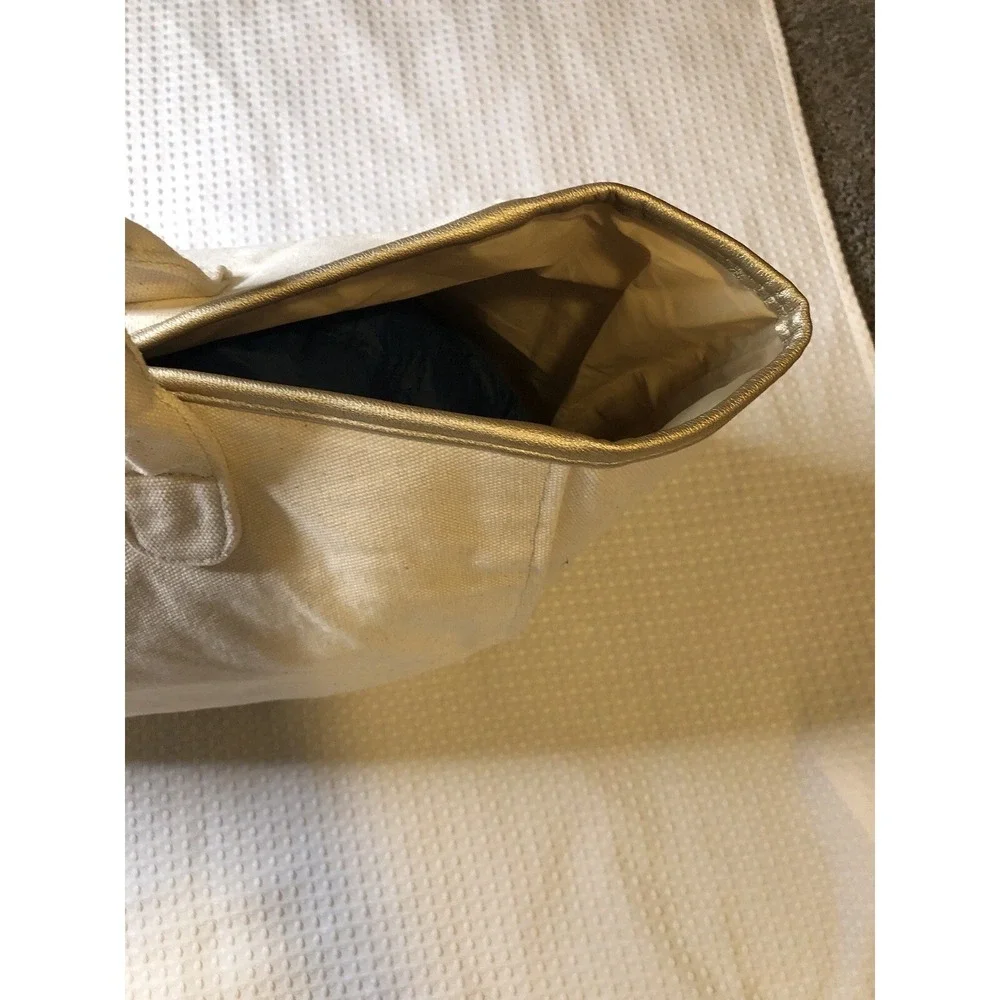Ralph Lauren - Canvas -Tote - Overnight Bag - Purse - Metallic Gold Trim - Lined